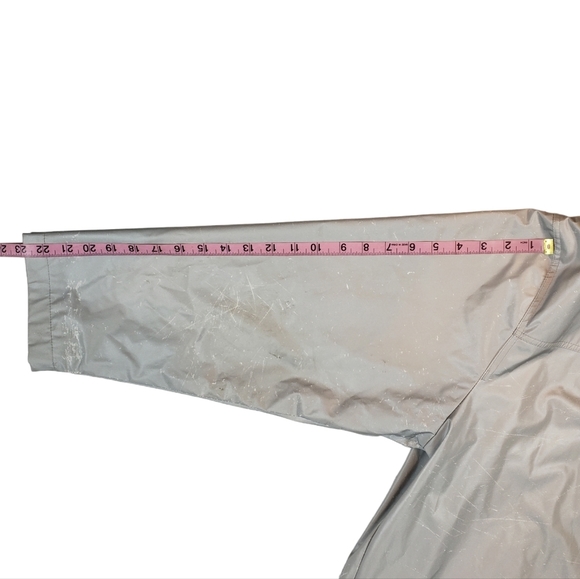 Vintage Komitor Silver Hooded Rain Coat Sz 1X Zip-Up Utility Windbreaker Jacket - Picture 13 of 16